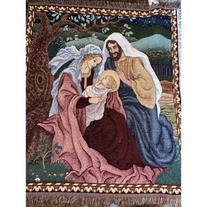 American Weavers Jesus, Mary, & Joseph throw blanket Christmas Scene